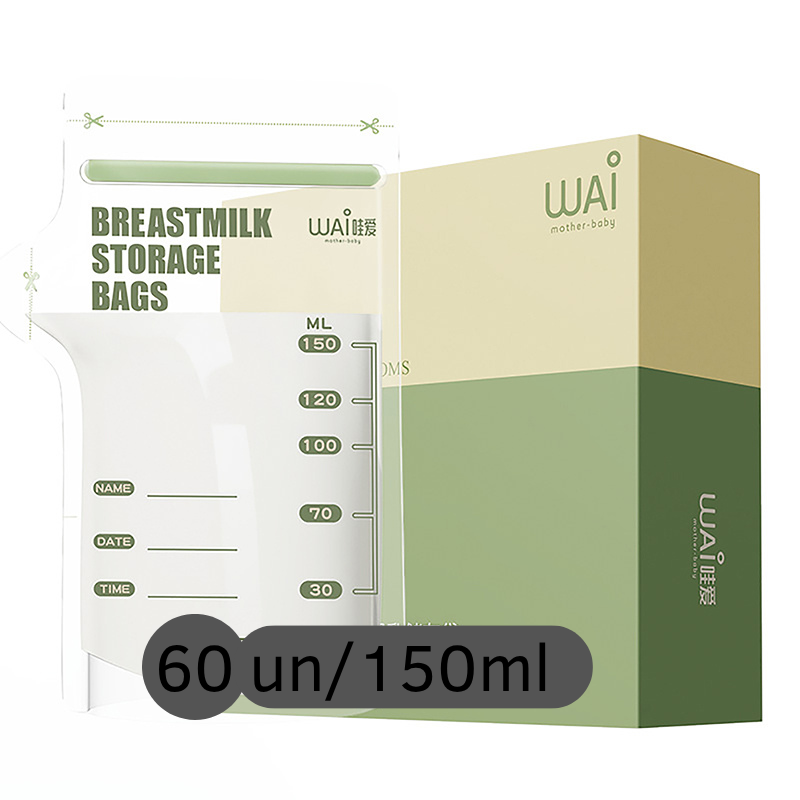 Sacos de Armazenamento de Leite Materno Premium de 150 ml pack com 30 ou 60 Unidades Descartáveis