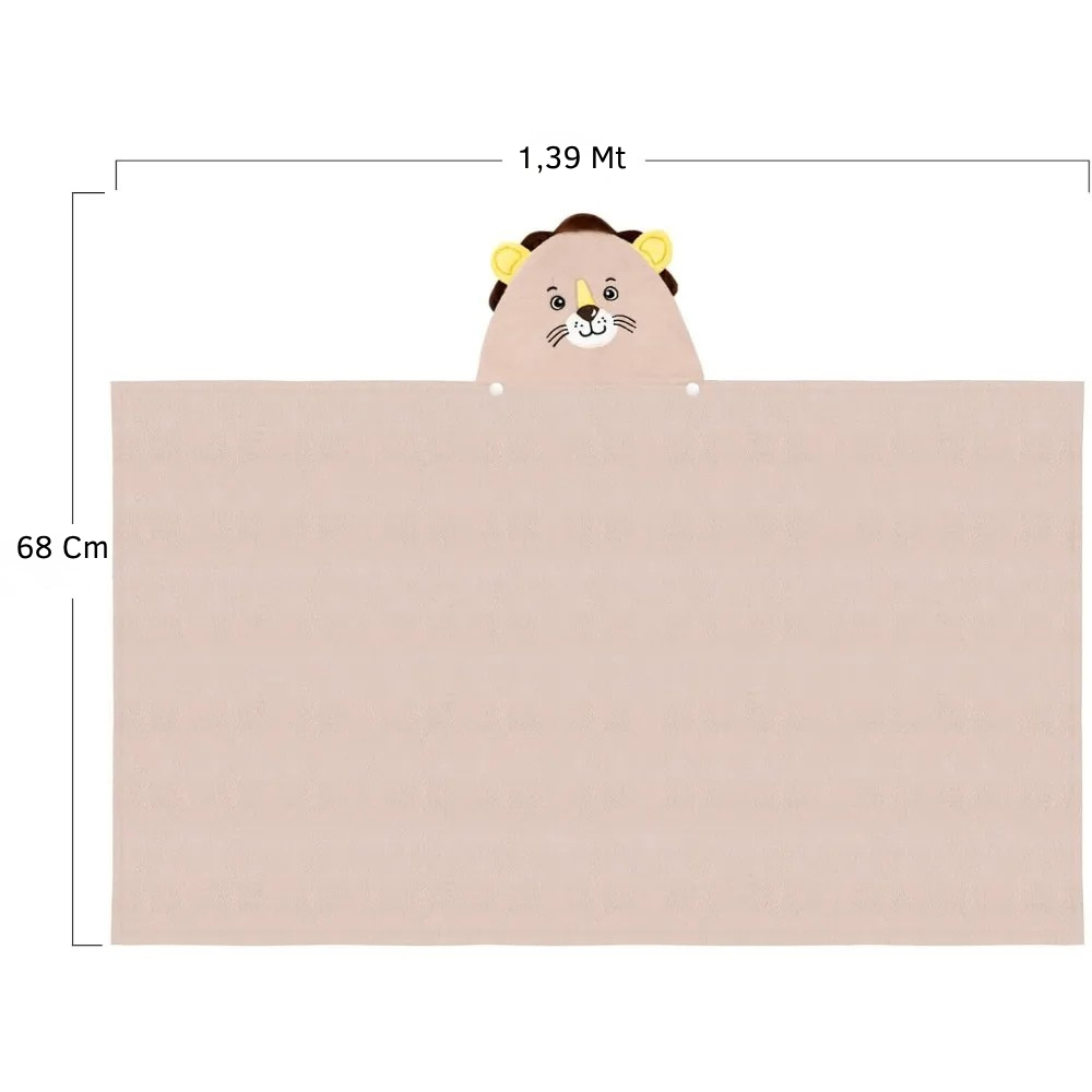 Manto de Banho Bebê Leãozinho Conforto e Fofura Pós-Banho