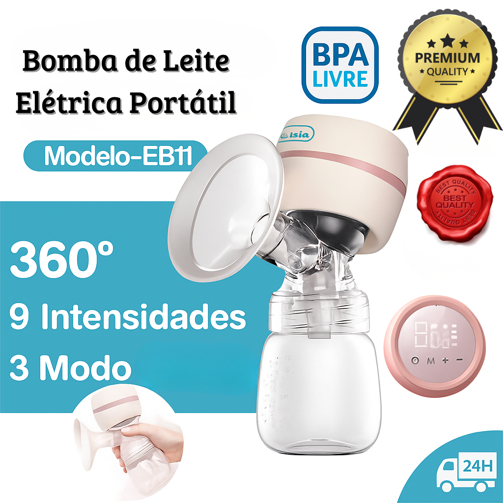 Bomba de Leite Elétrica Portátil Modelo EB11 3 Modos, 9 Níveis de Intensidade e Tecnologia 360°