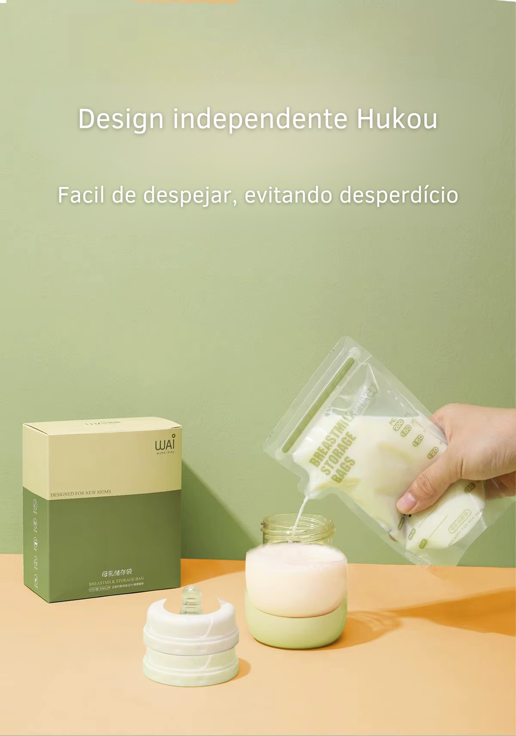 Sacos de Armazenamento de Leite Materno Premium de 150 ml pack com 30 ou 60 Unidades Descartáveis