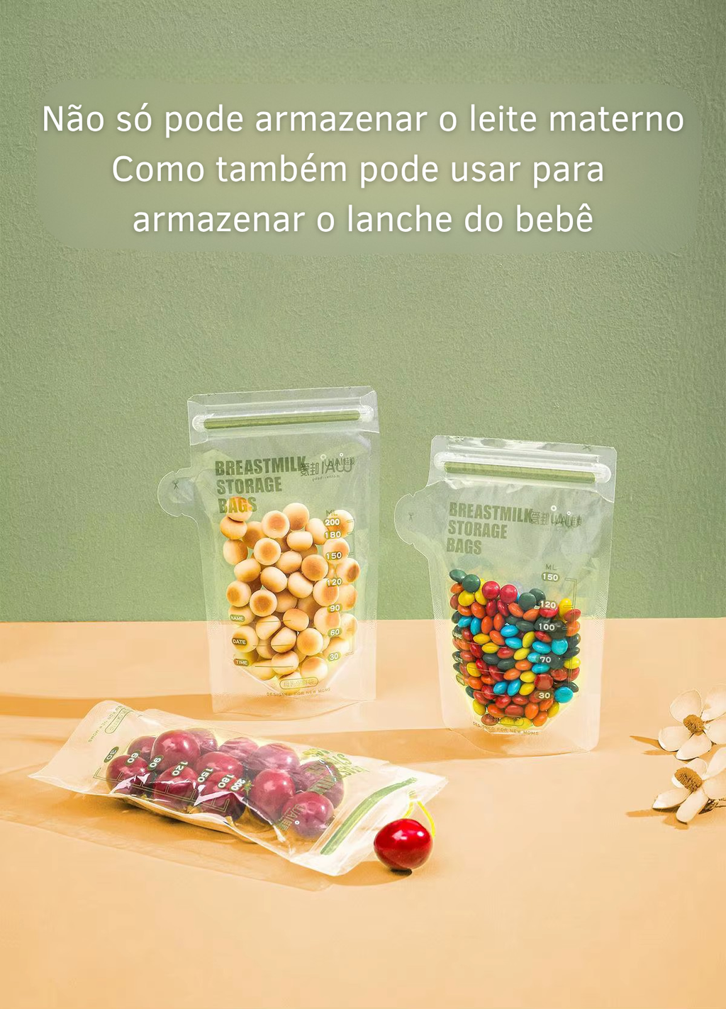 Sacos de Armazenamento de Leite Materno Premium de 150 ml pack com 30 ou 60 Unidades Descartáveis