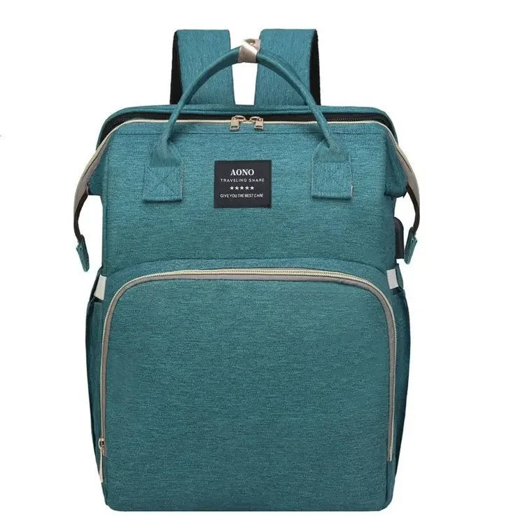 Bolsa para maternidade vira mini berço portátil com vários bolsos e com mosqueteiro