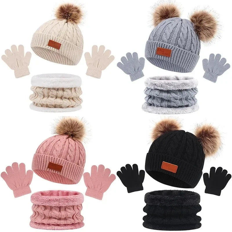 Conjunto Gorro, Cachecol e Luvas para bebês