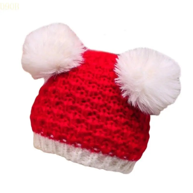 Gorro para bebês com orelhinhas de pompom Especial para o Natal