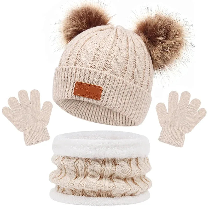 Conjunto Gorro, Cachecol e Luvas para bebês