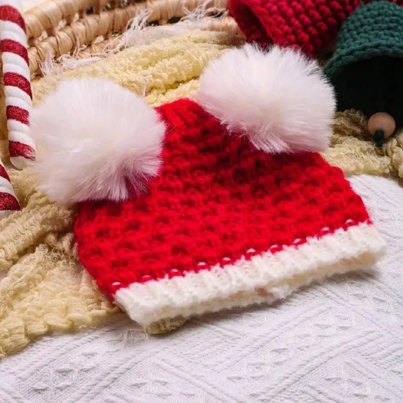 Gorro para bebês com orelhinhas de pompom Especial para o Natal