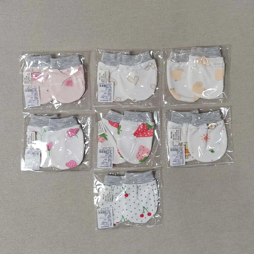 Luvas anti-riscos de algodão para bebês de 0 a 3 meses