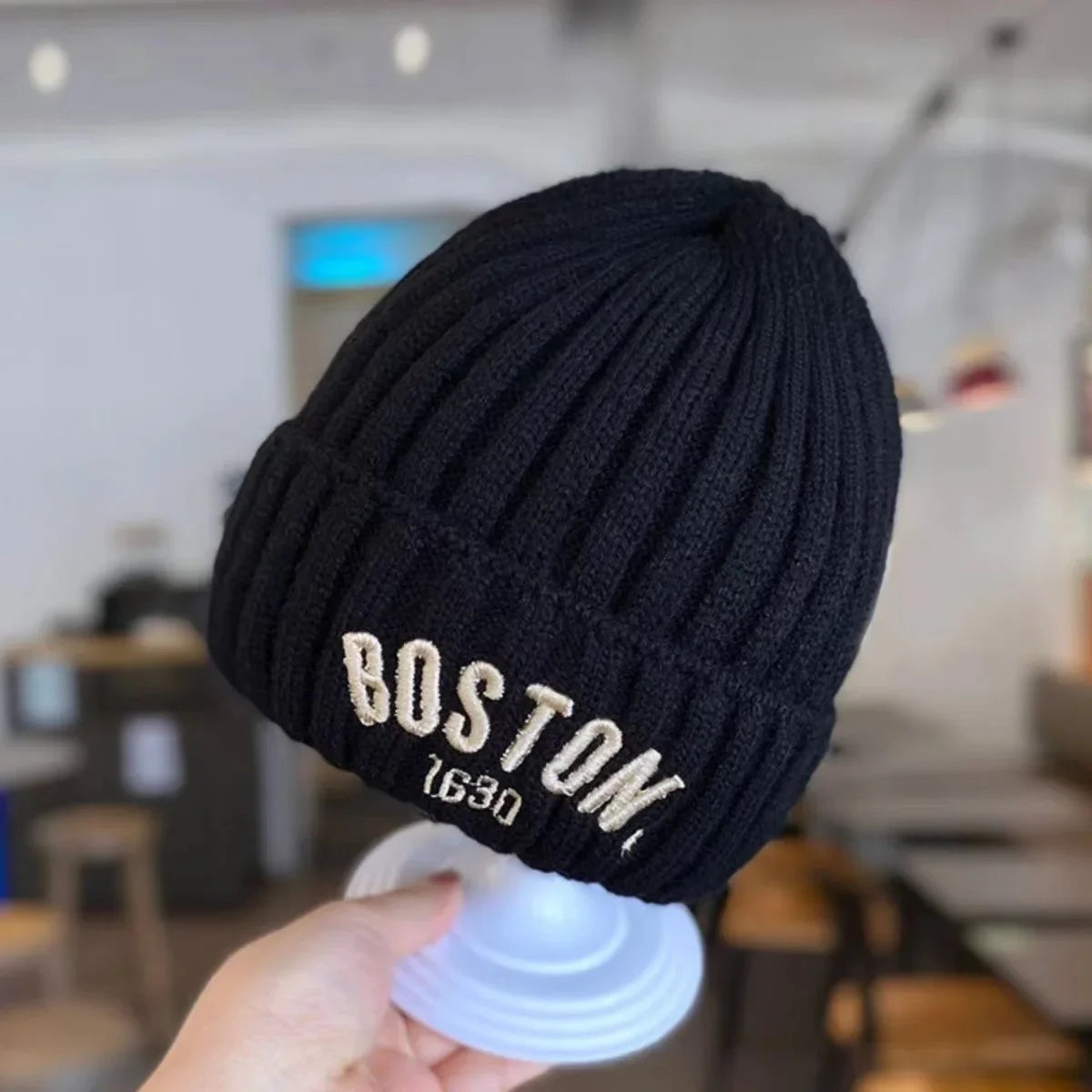 Gorro de inverno de malha com estampa