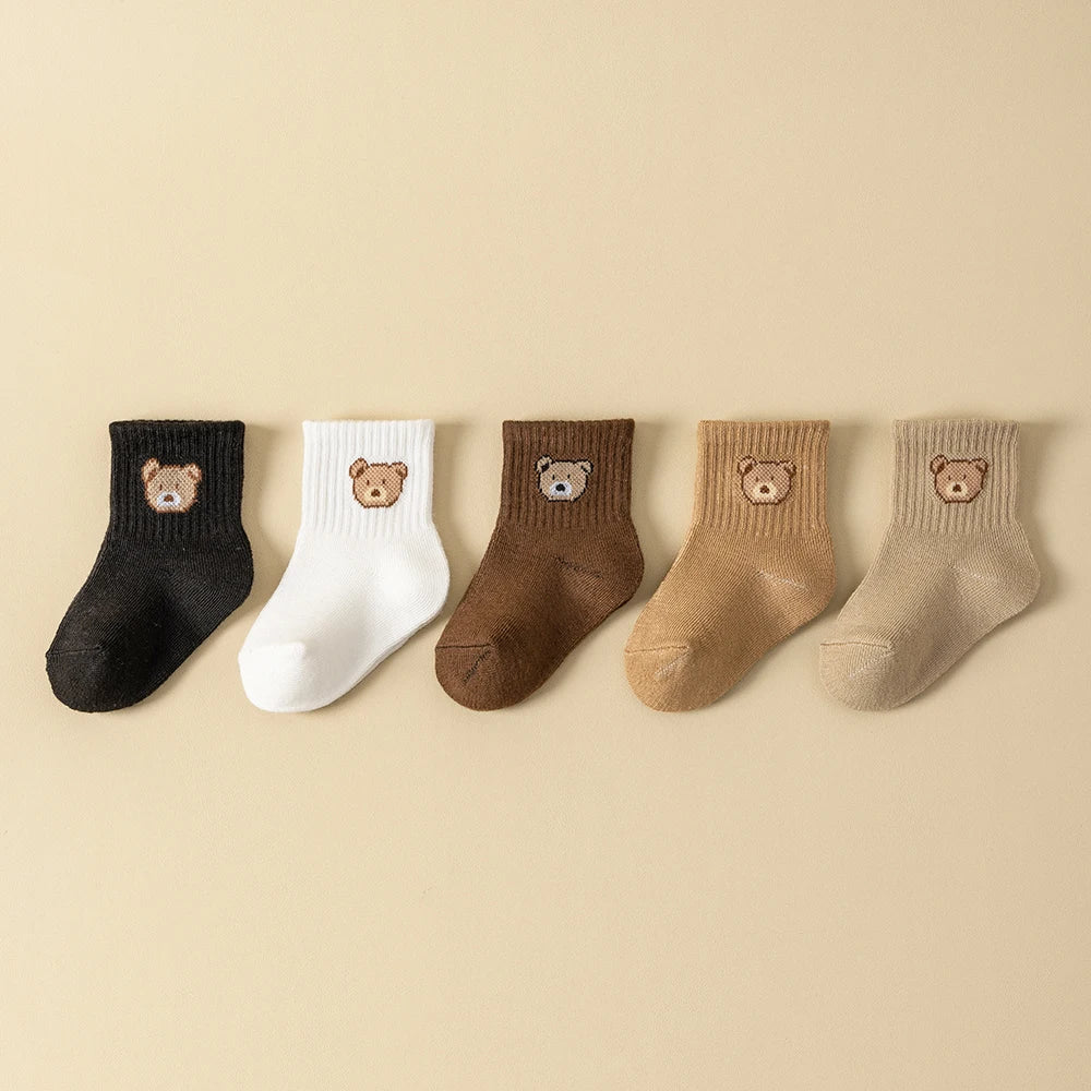 5 pares de meias de bebê e para crianças pequenas, macias, confortáveis