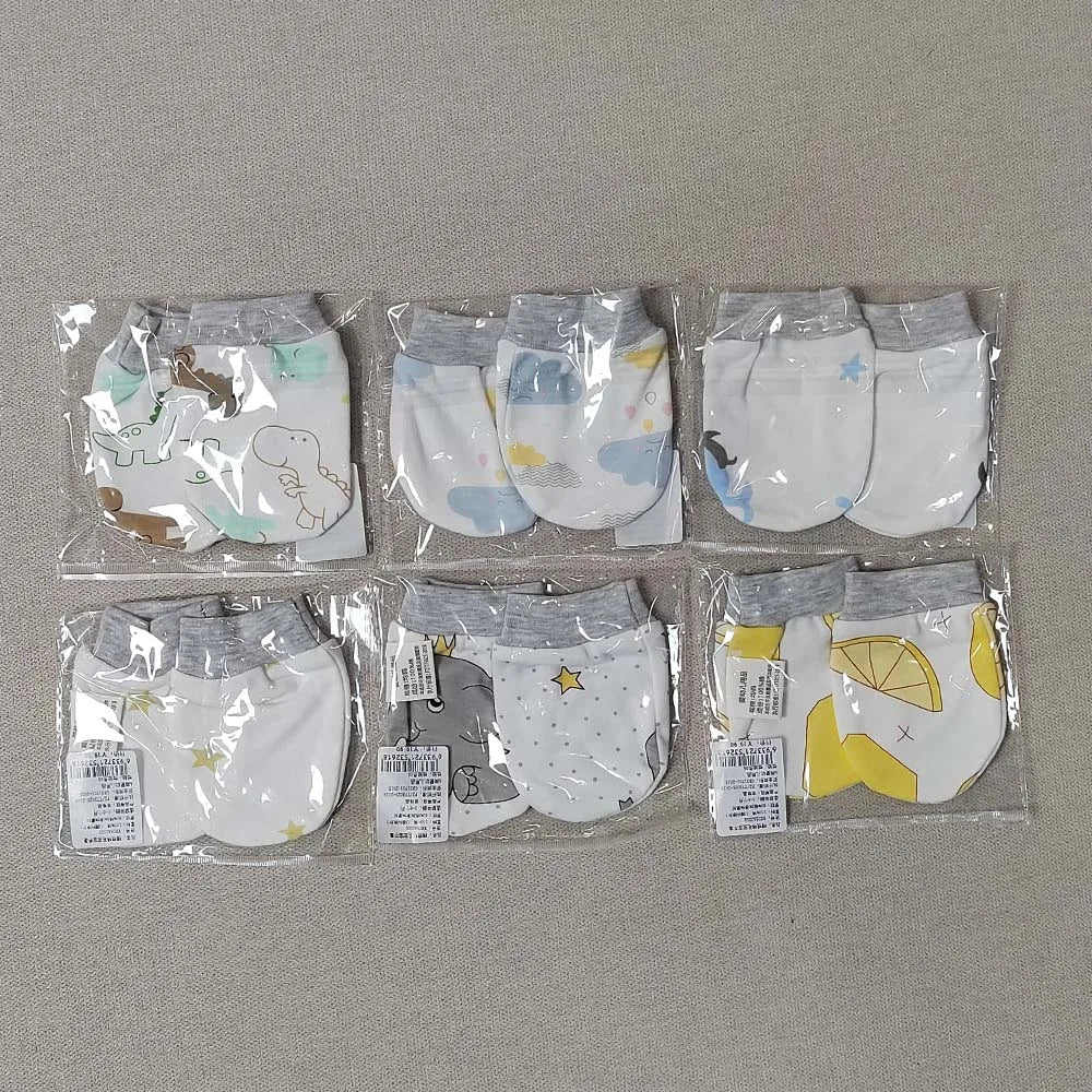 Luvas anti-riscos de algodão para bebês de 0 a 3 meses