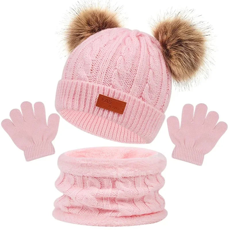 Conjunto Gorro, Cachecol e Luvas para bebês