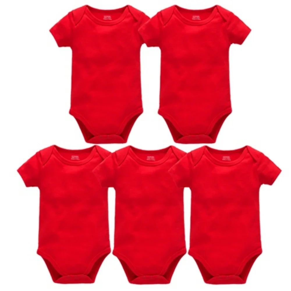 Pack com 5 Bodys Vermelho de manga curta