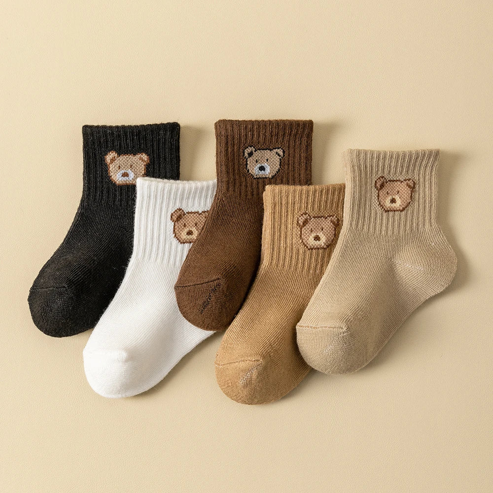 5 pares de meias de bebê e para crianças pequenas, macias, confortáveis
