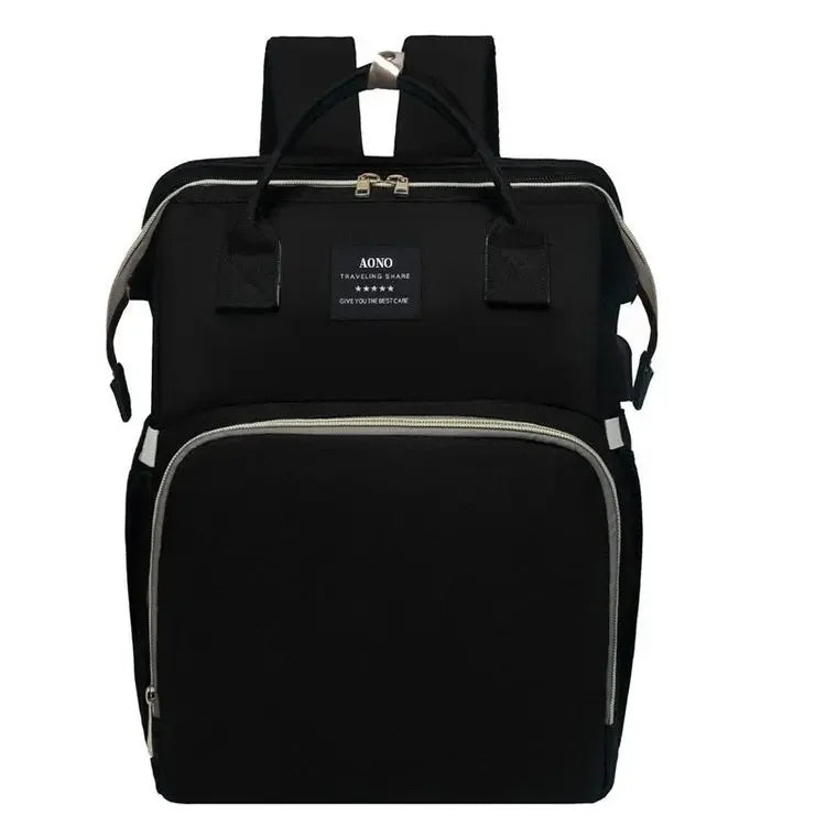 Bolsa para maternidade vira mini berço portátil com vários bolsos e com mosqueteiro