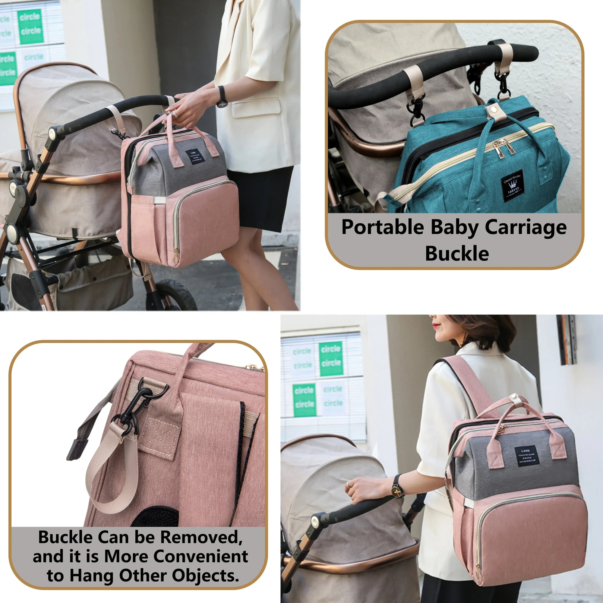 Bolsa para maternidade vira mini berço portátil com vários bolsos e com mosqueteiro