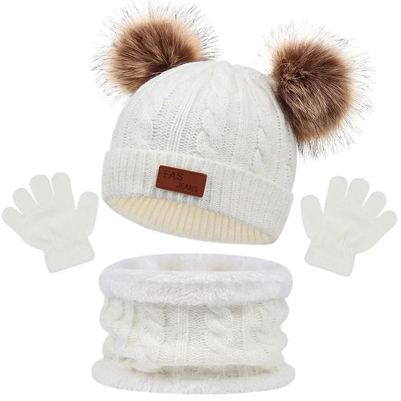 Conjunto Gorro, Cachecol e Luvas para bebês