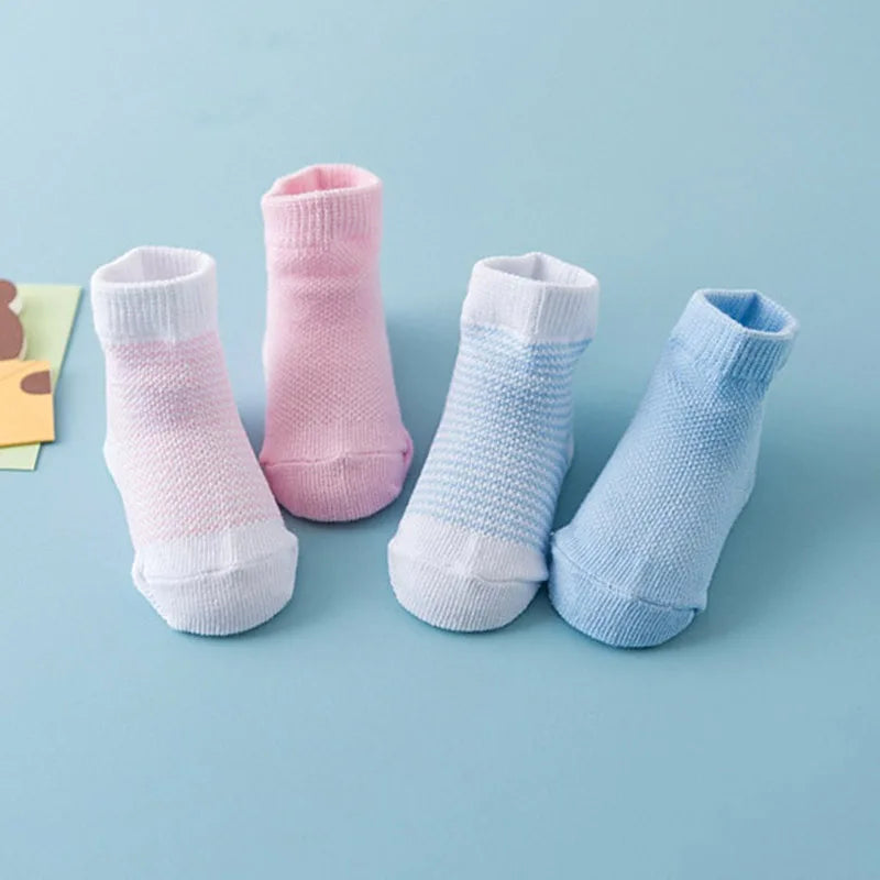 Conjunto de 4 pares/conjunto de meias e luvas para bebês, cores sólidas