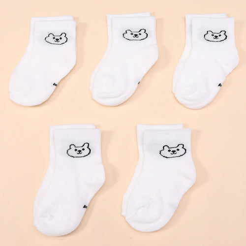5 pares de meias de bebê com desenho de ursinho