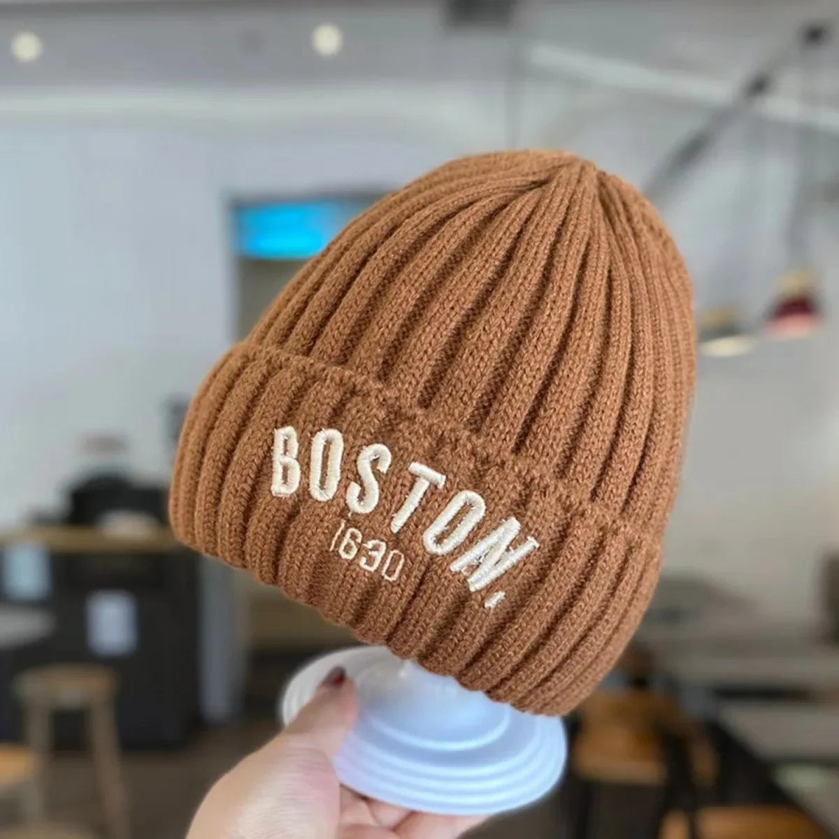 Gorro de inverno de malha com estampa