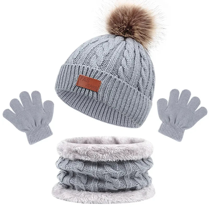Conjunto Gorro, Cachecol e Luvas para bebês