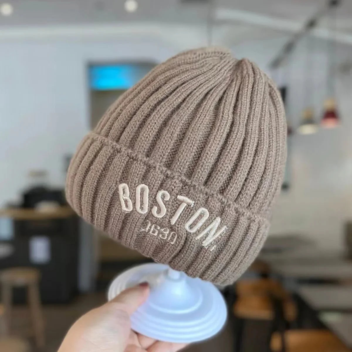 Gorro de inverno de malha com estampa