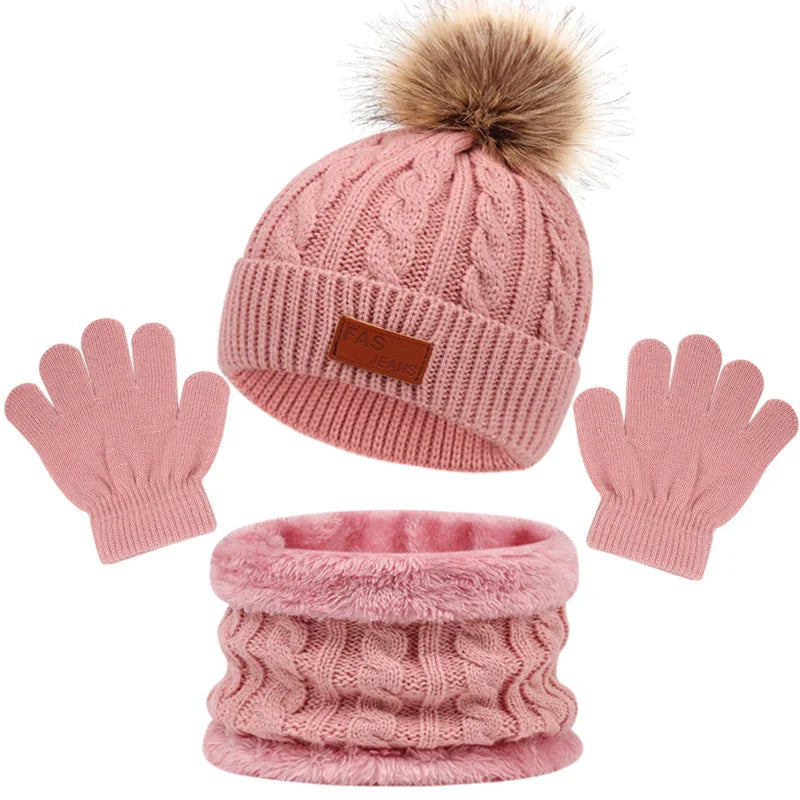 Conjunto Gorro, Cachecol e Luvas para bebês
