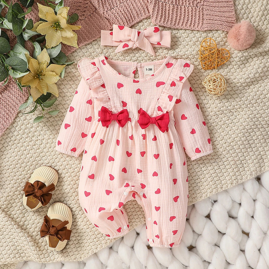 Macacão infantil feminino manga longa estampa floral com laço