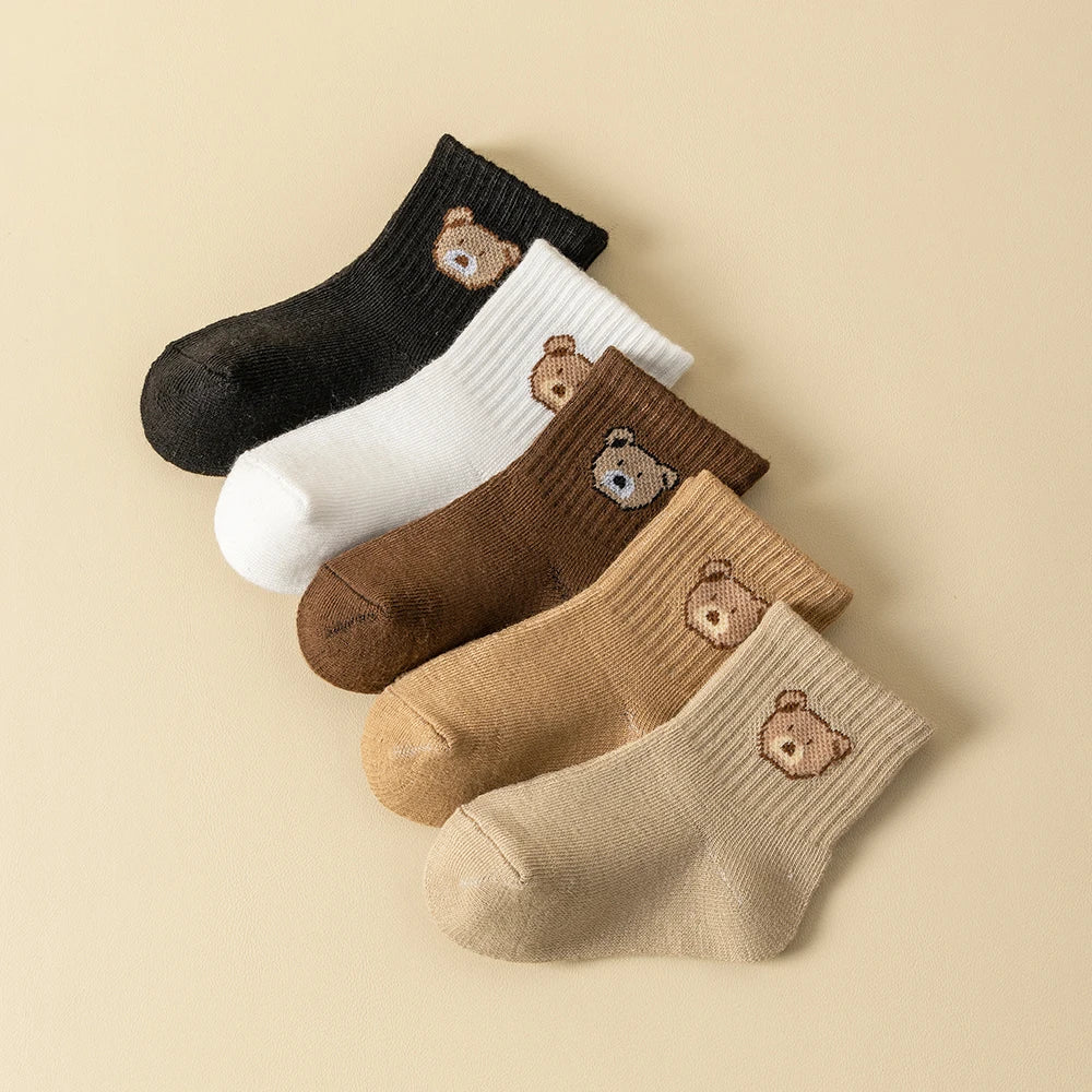 5 pares de meias de bebê e para crianças pequenas, macias, confortáveis