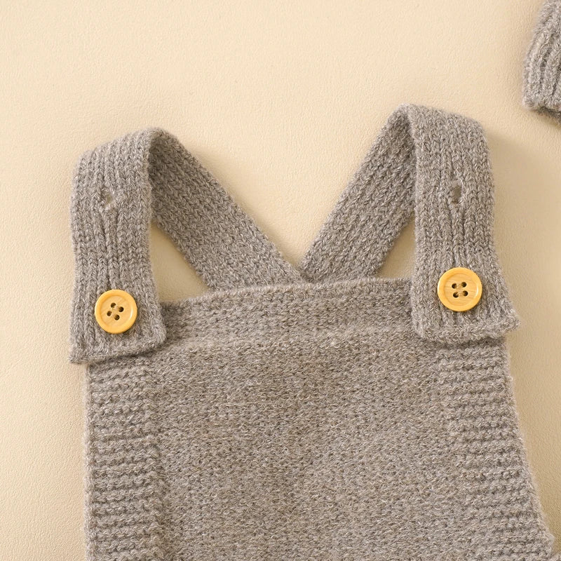 Macacão infantil com Gorro sem mangas, de malha, para recém-nascidos, com alças