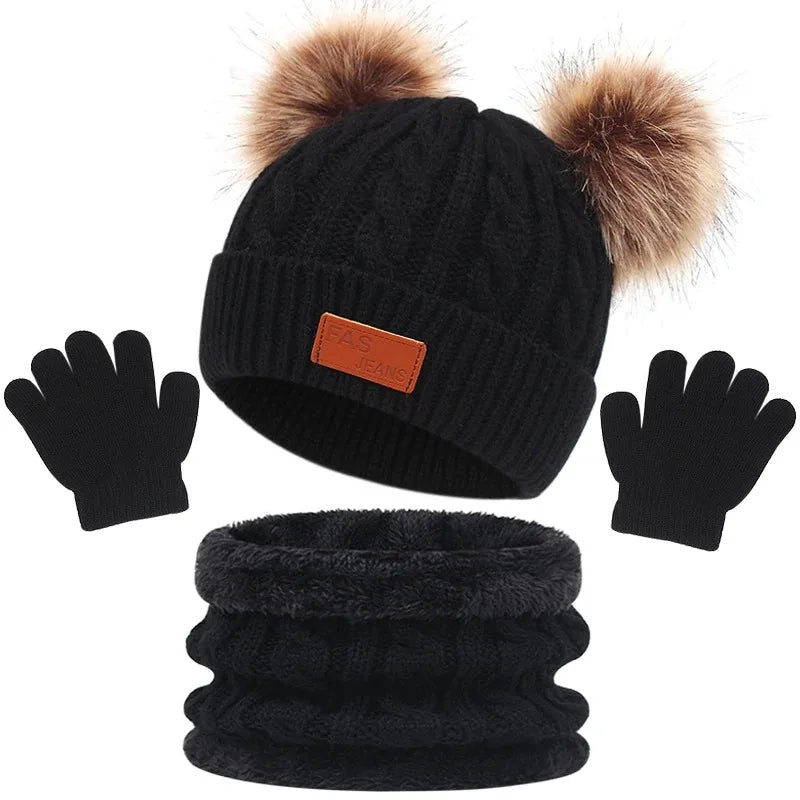 Conjunto Gorro, Cachecol e Luvas para bebês