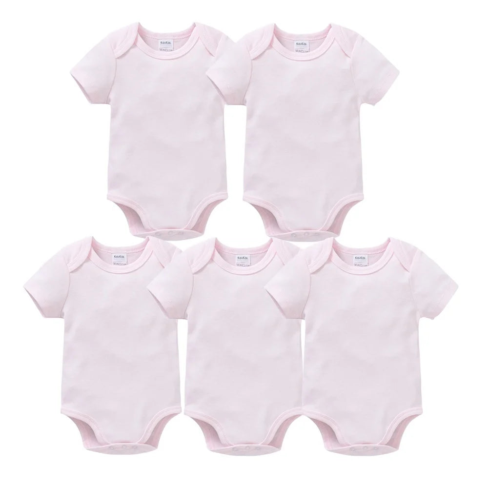 Pack com 5 Bodys de manga curta Rosa Claro