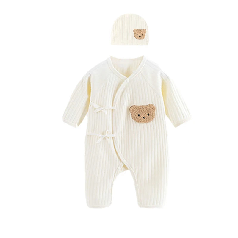 Macacão infantil de manga longa, 100% algodão com opções com Gorro e sem Gorro