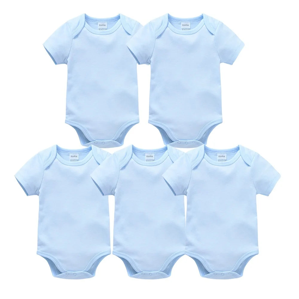 Pack com 5 Bodys de manga curta Azul