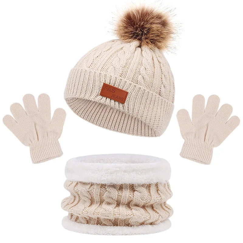 Conjunto Gorro, Cachecol e Luvas para bebês