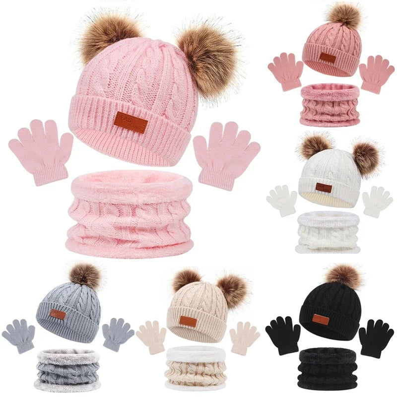 Conjunto Gorro, Cachecol e Luvas para bebês
