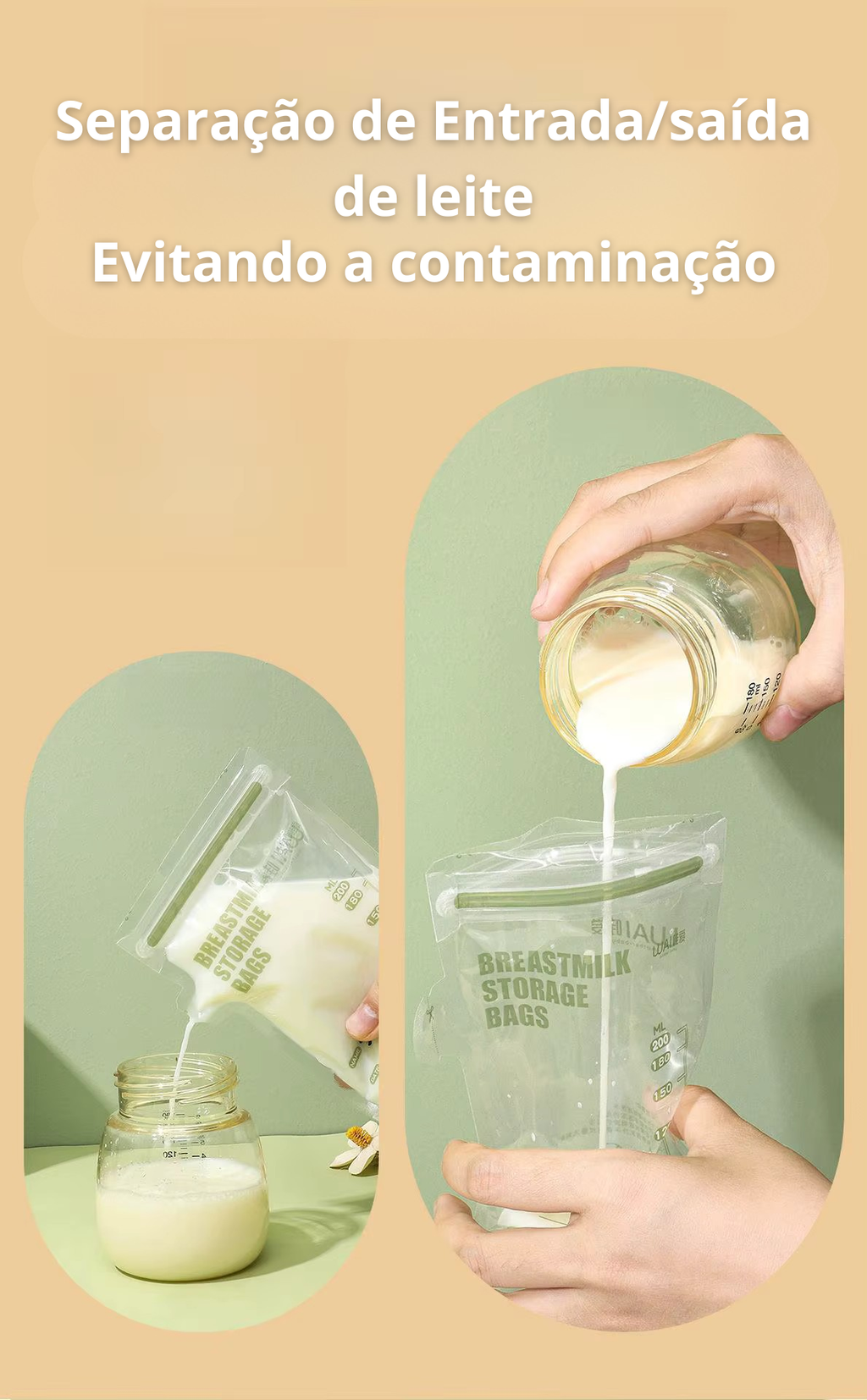 Sacos de Armazenamento de Leite Materno Premium de 150 ml pack com 30 ou 60 Unidades Descartáveis