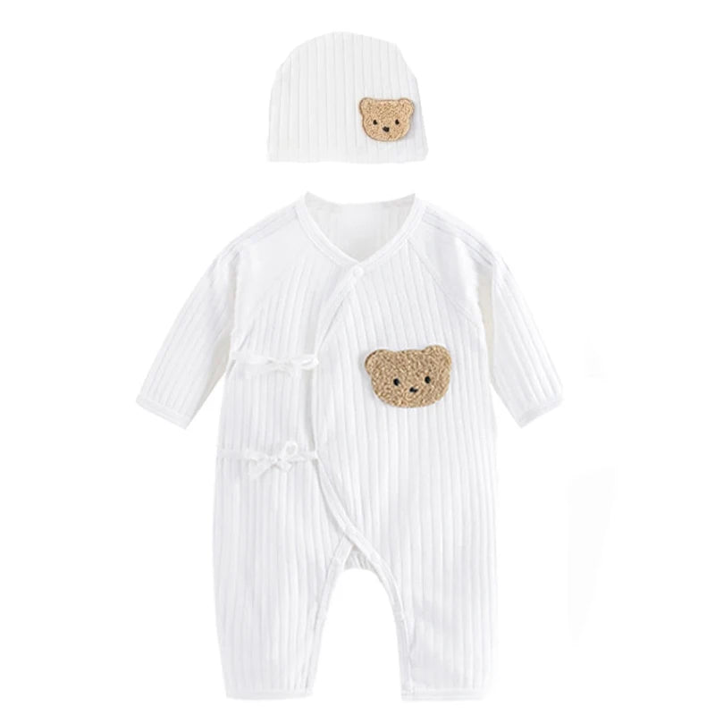 Macacão infantil de manga longa, 100% algodão com opções com Gorro e sem Gorro