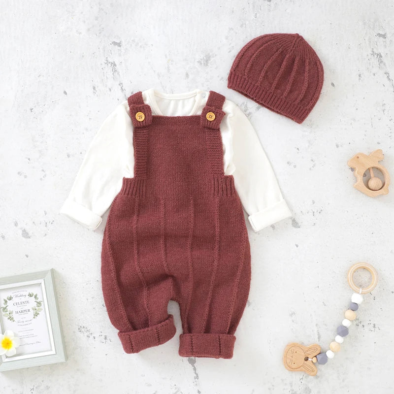 Macacão infantil com Gorro sem mangas, de malha, para recém-nascidos, com alças
